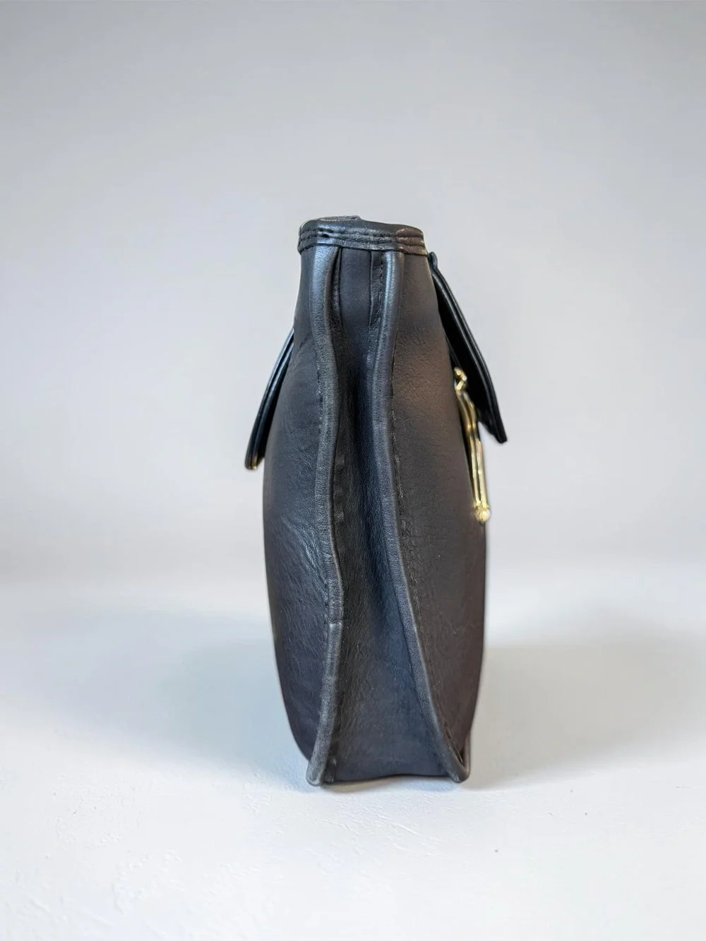 Vintage Coach Watermelon Kisslock Bag Black Leather Pre-Creed 70s Bonnie Cashin